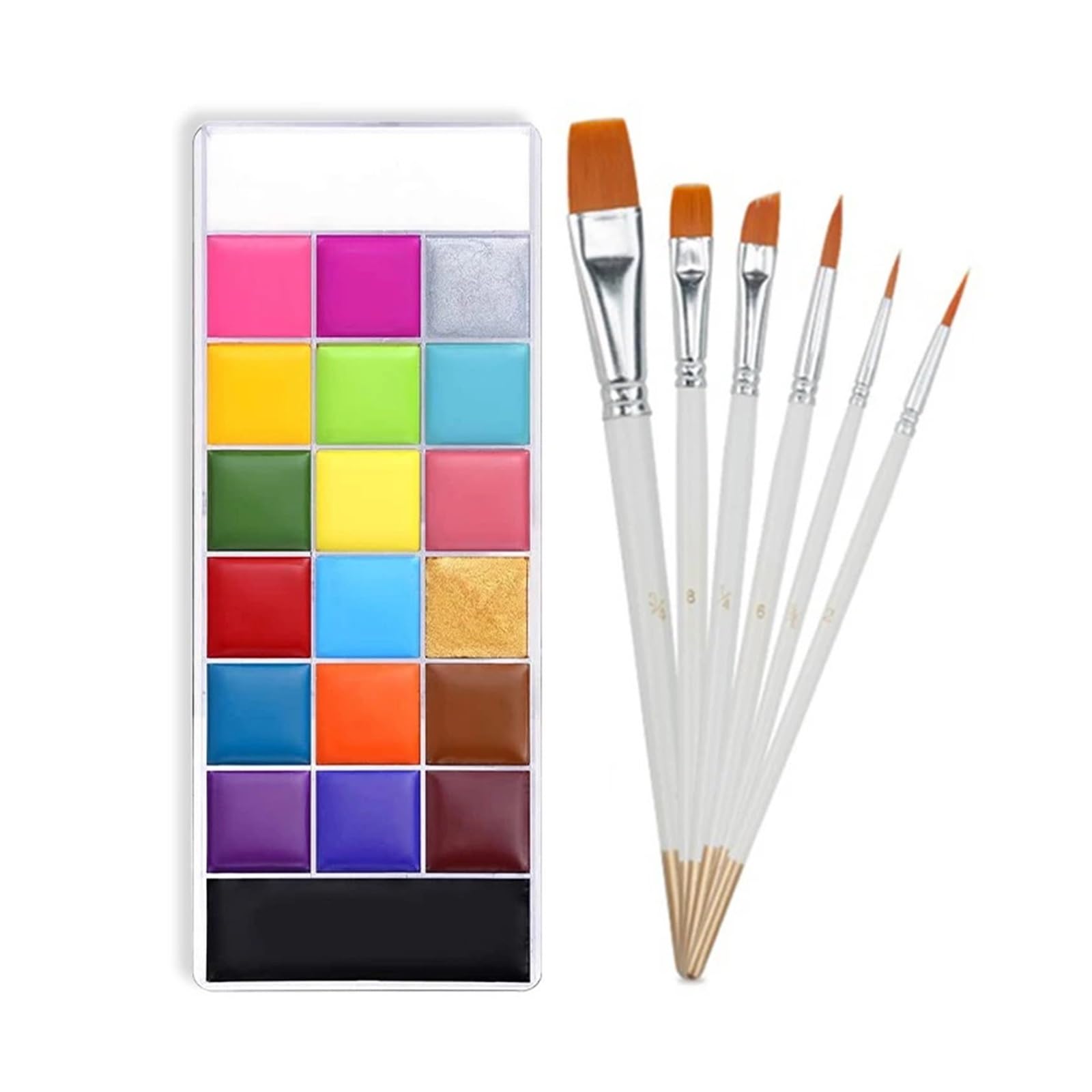 paleta de pintura corporal Kit de pintura facial for adultos(20 with 6 Brushes)