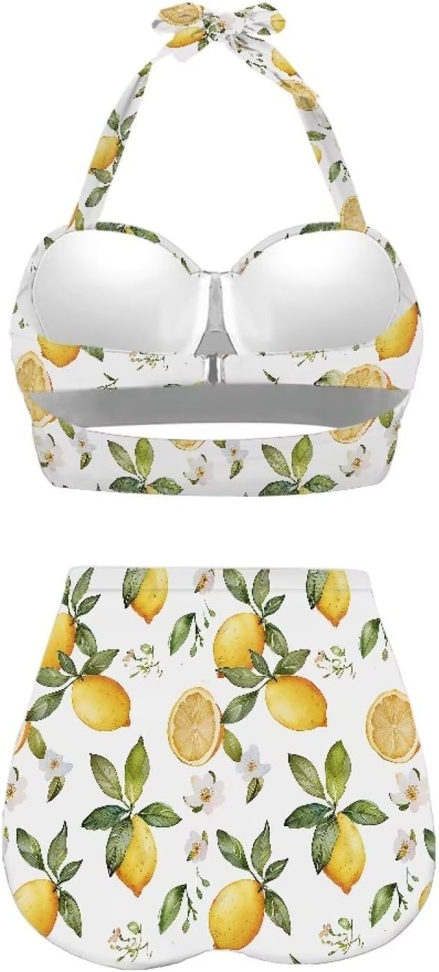 Hresuewn Womens Two Piece Swimsuits Tummy Control Push Up Bathing Suit Halter V Neck High Waisted Ruched Swimwear for Girls