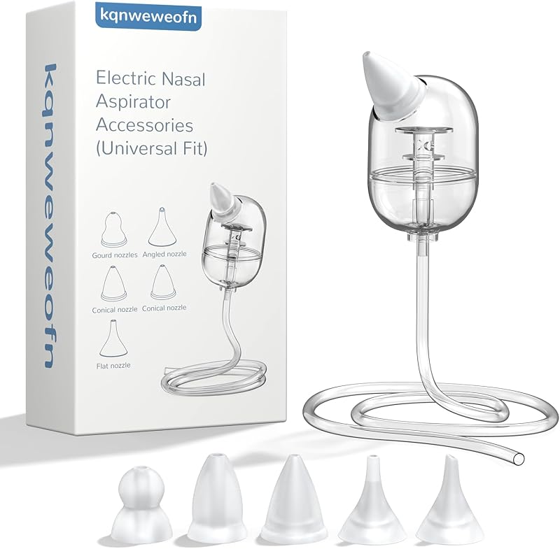 Piezas de repuesto, puntas de silicona, tubos y estuche del aspirador nasal para bebés | Puntas y tubos de silicona de repuesto en varios tamaños, además de un estuche de almacenamiento para determinados modelos de aspiradores nasales para bebés.