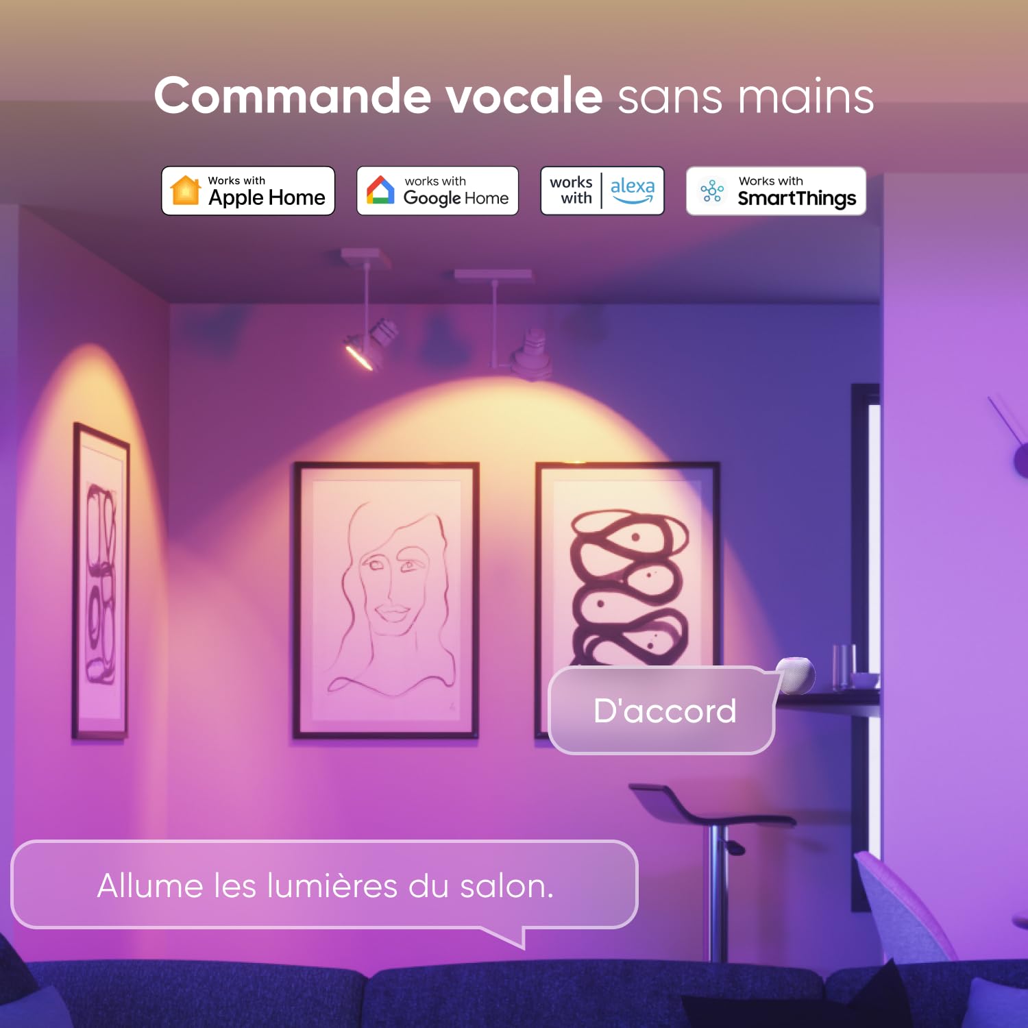 Nanoleaf Lampe LED Intelligente GU10 Matter 3 Ampoules RGBCW à intensité variable, 16 Millions de Couleurs, 400 lumens, Application WiFi Bluetooth/Commande Vocale (Alexa, Apple, Google)