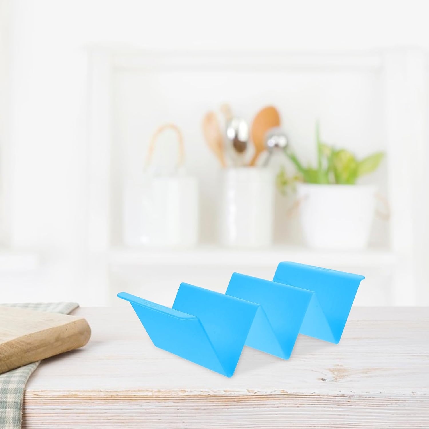 4pcs Plastic Tortilla Holder Stand for Corn Tortillas, Decorative Blue Food Rack Easy to Clean and Convenient for Kitchen Cooking Use