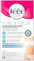 Veet Cera Fria Para Depilação Da Virilha E Axila Pure & Fresh Pele Delicada Com 16 Folhas Depilatórias