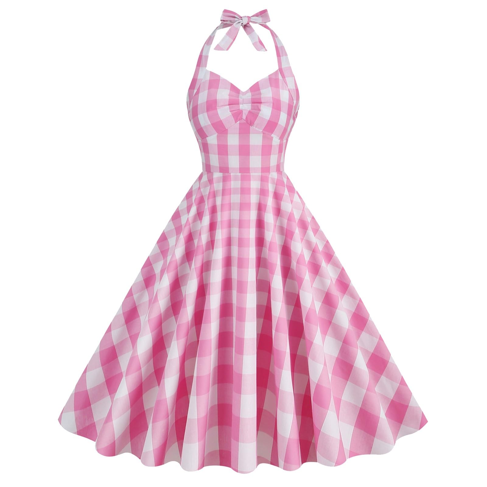 Swing Kleid Ärmellose Rockabilly Kleider Damen 50Er Jahre Vintage Faschingskostüme Petticoat Damen Karierte Coctailkleid A Linie Faltenrock Hochzeit Festlich Knielang Kleid Ballkleid