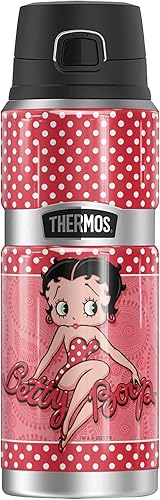 Betty Boop Paisley Dots THERMOS - Botella de bebida de acero inoxidable con aislamiento al vacío y doble pared, 24 onzas