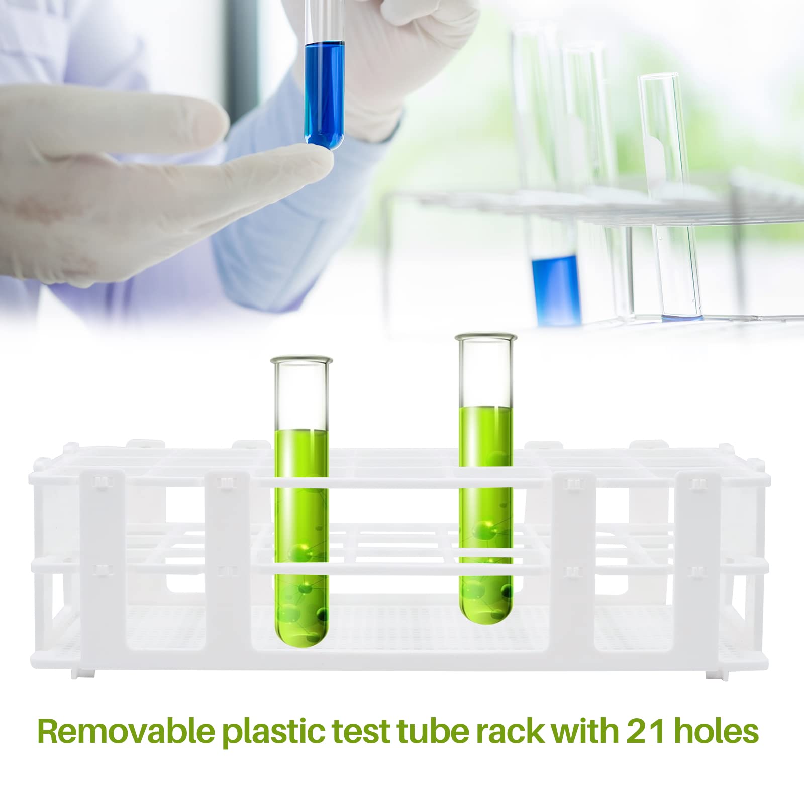 Soporte de tubo de ensayo de plástico 30mm 21 agujeros 3 uds para laboratorio educativo
