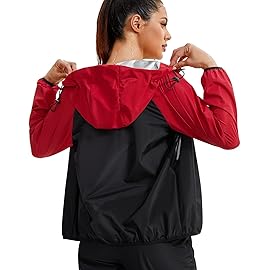 Junlan Sauna Suit for Women Sweat Jacket Gym Workout Vest Sweat Suits for Women (A.Red Jacket Only,Large)