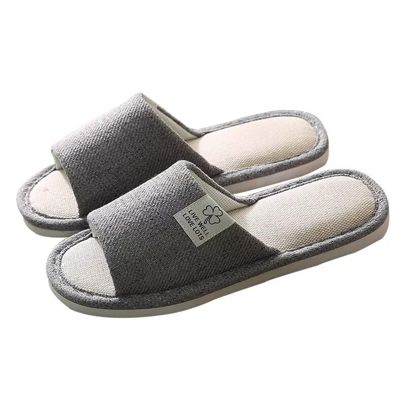 Women Men Breathable Cotton Linen Bathroom Slippers for Indoor Walking