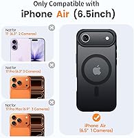 Vista 2 de 3 en 1 Funda Magnética Fuerte para iPhone Air, 1X Protector de Pantalla + 1X Protector de Lente de Cámara, Cubierta Protectora a Prueba de Golpes