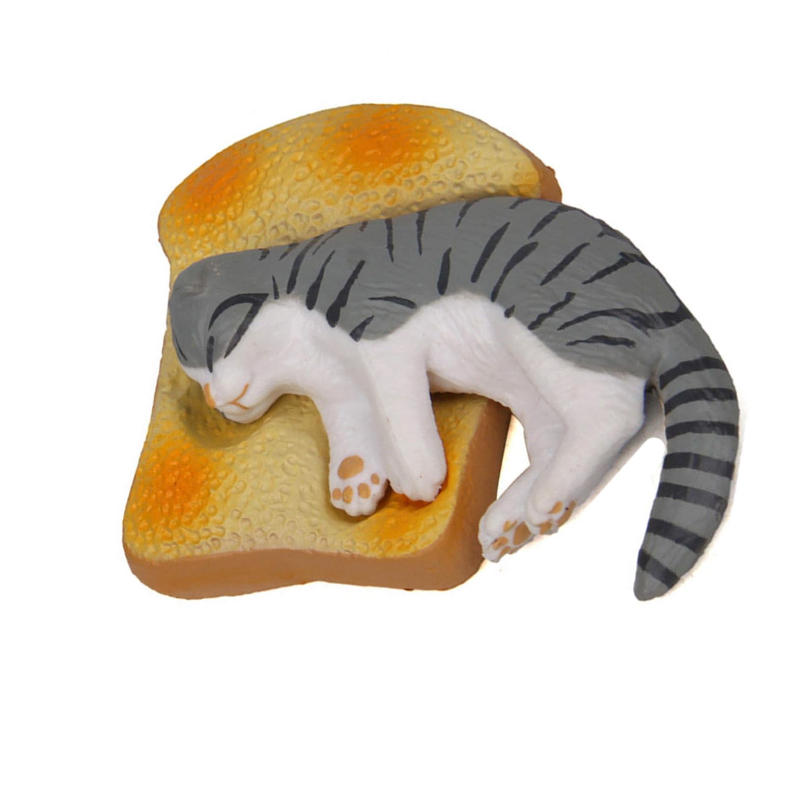 Greabuy Miniature PVC Sleep Cats and Toasts Bread Pillow Figurine Cartoon Desk Ornaments Decorative Accent for Desktop Shelf Sleep Cats Figurine
