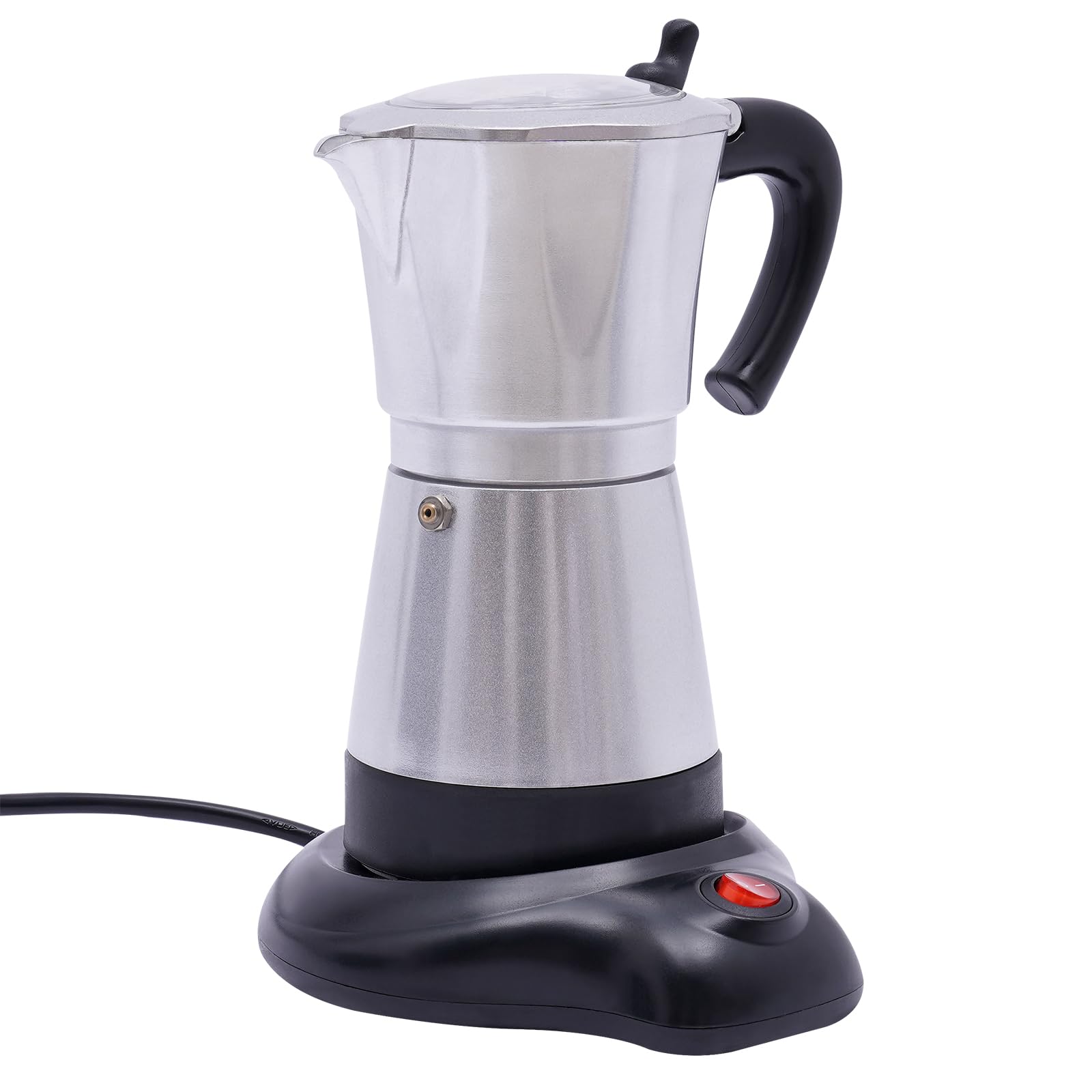Elektryczny ekspres do kawy, 300 ml, 480 W, elektryczny zaparzacz do espresso, 6 filiżanek, Italia Mokka, nadaje się do domu, kawiarni, biura, sklepu z mlekiem itp. (kolor srebrny)