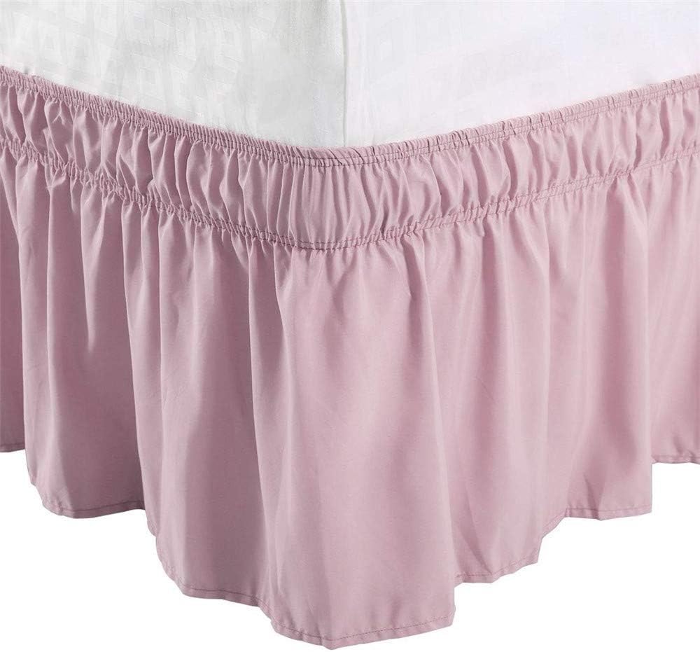 ELYSYSRL Cantonnière Jupe De Lit Valance ​99x190/138x190/153x203/180x200 Cache-sommiers Blanc Étanche À La Poussière Trois Côtés Drap De Plissée Élastique Jupe Lit (Color : #5, Size : 180x220+48cm