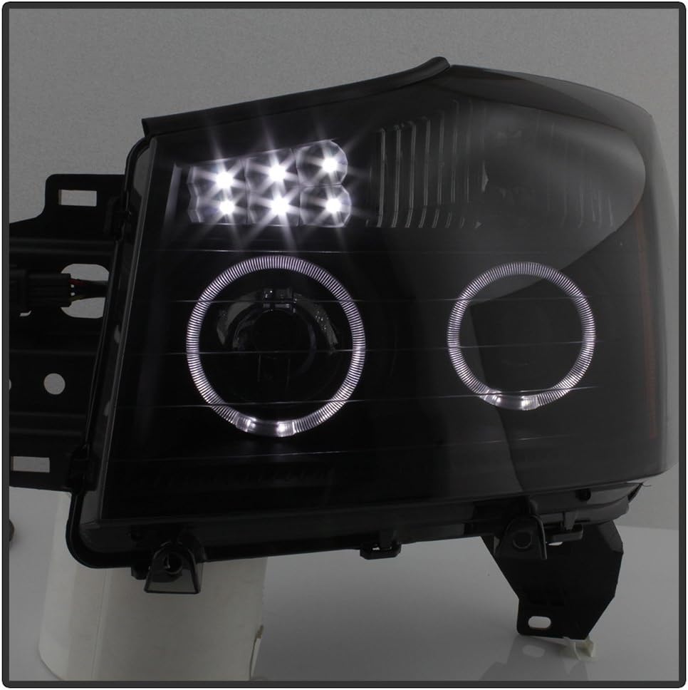 ACANII - For Black Smoke For 2004-2015 Nissan Titan 05-07 Armada LED Projector Headlights Driver + Passenger Side