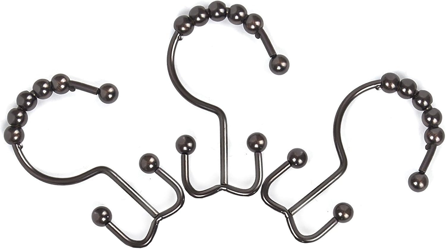 Double Glide Roller Shower Curtain Hooks, Oil Rubbed Bronze,12PCS