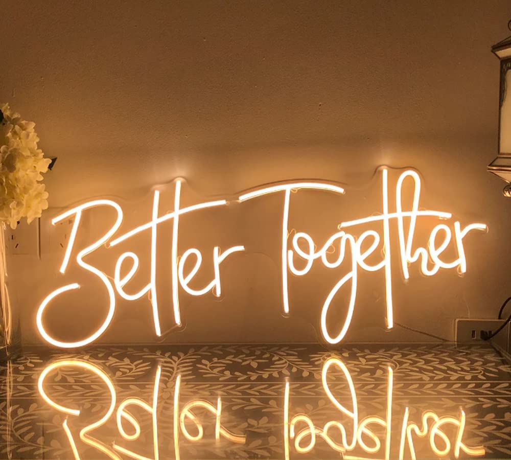 Ulalaza Insegna al Neon a LED Better Together Luce Notturna per la casa, Camera da Letto, Soggiorno, Decorazione Artistica, Festa, Anniversario di Matrimonio, Compleanno con USB 5v