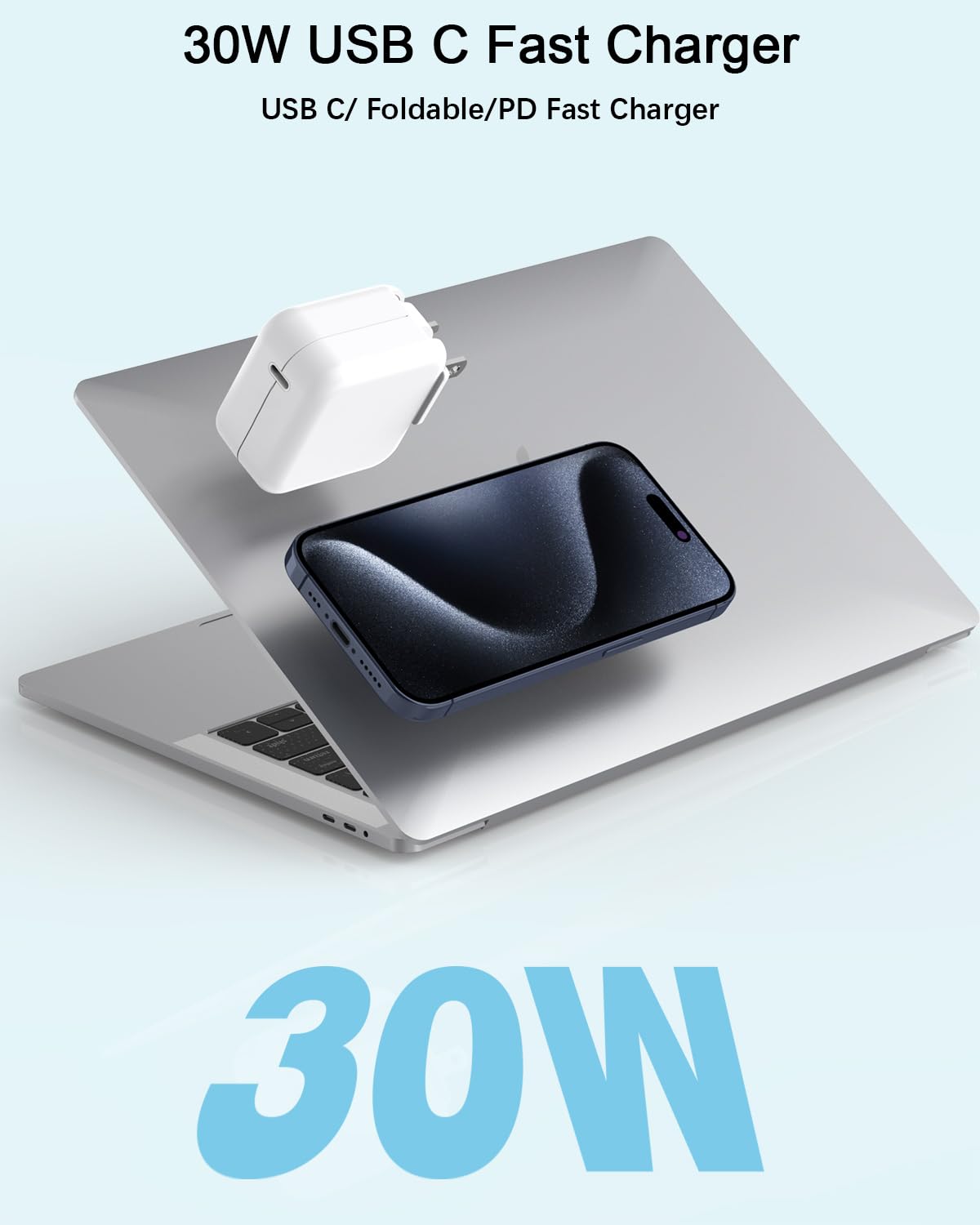 Mac Book Air Charger - 30W USB C Charger Block PD 3.0 Fast Charging Power Adapter Plug for MacBook Pro/Air,ipad Pro/Air/mini, iPhone 15 14 13 12 /Pro/Pro Max/Plus/Mini,SE/XR/XS/X and All USB C Device image 2 of 7 B0D3PSL8JC