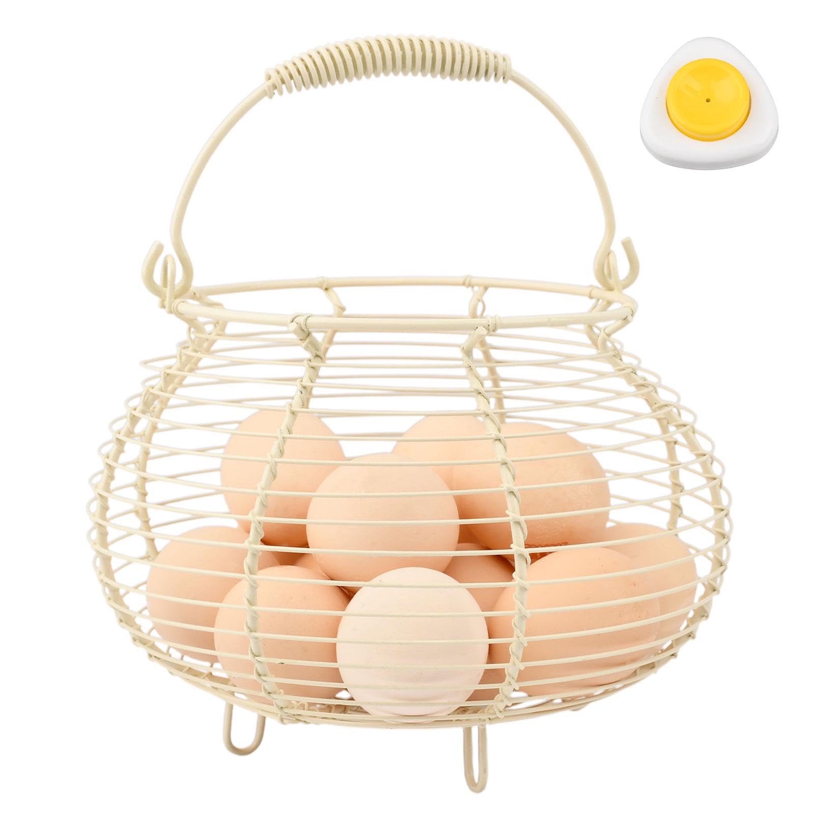Photo 1 of Wire Egg Basket for Gathering Fresh Eggs Holder,Retro Handle Egg Gathering Basket,Metal Eggss Holder-Countertop,Farmhouse-Eggs-Storage Container for Kitchen Easter Decor(White)