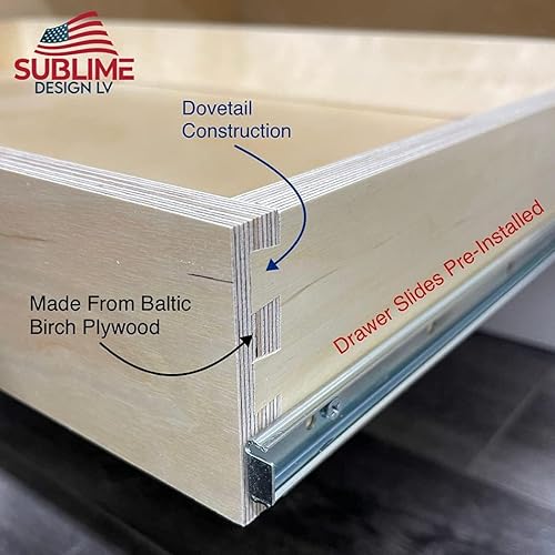 Vista 21 de Sublime Design – Tamaño estándar – Cajones de cocina extraíbles Estantes deslizantes para armarios de cocina Organizador extraíble para el hogar