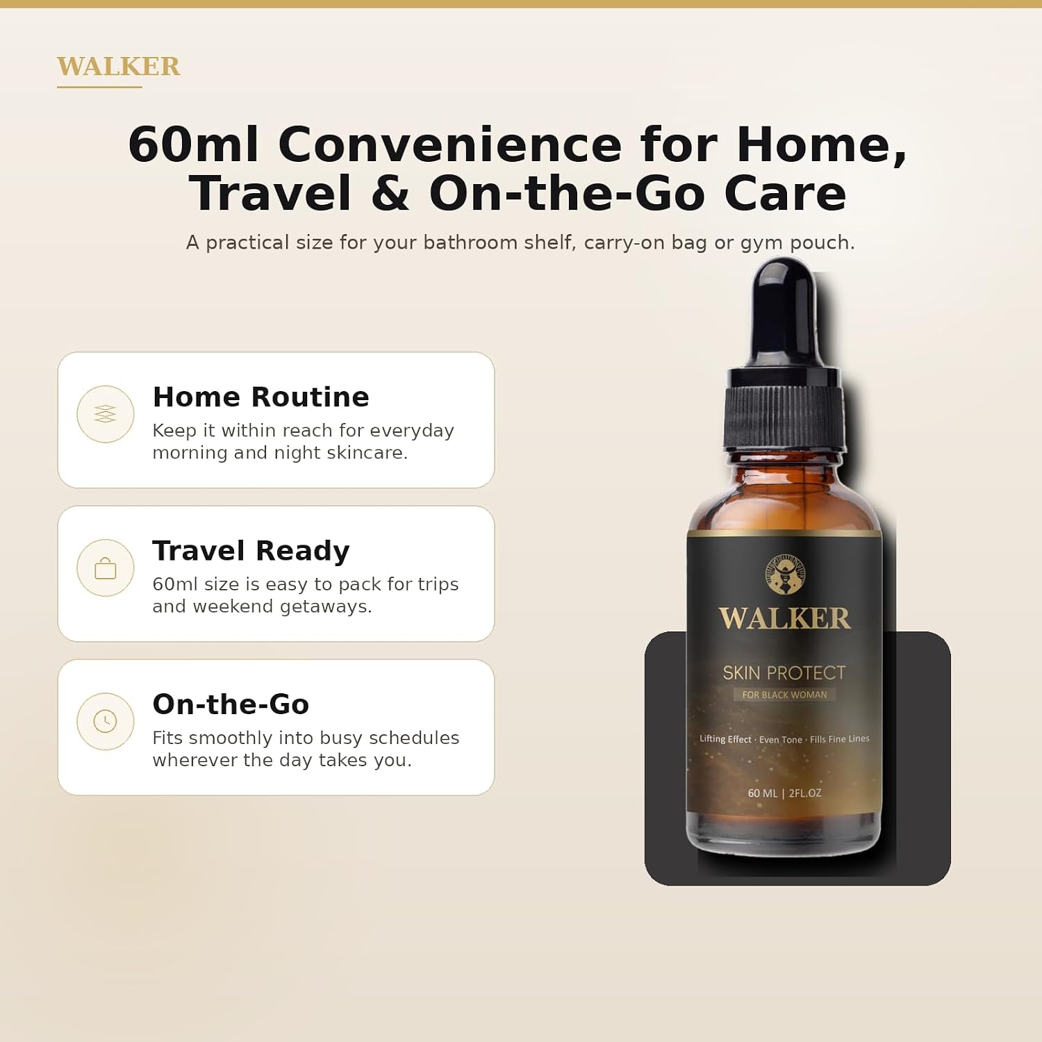 Walker Skin Protect Serum, No Rebound Effect, Firmer-Looking, Smoother, More Radiant Skin, Lightweight Hydrating Formula