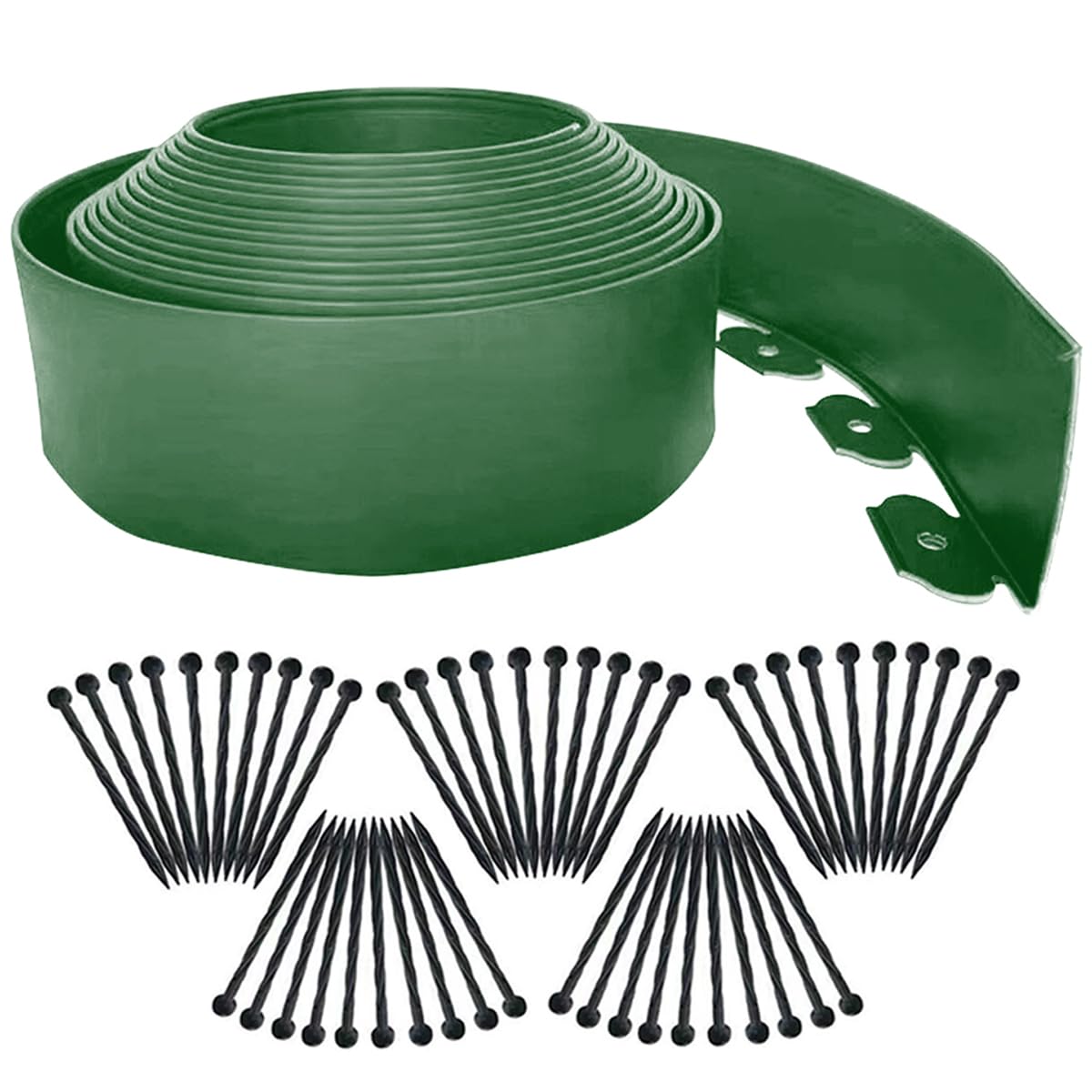 10M Garden Edging Borders,Lawn Edging Border[Extra Tall 4IN High] with 50pcs Stakes Flexible Landscape Edging Kit,Mini Plastic Fence for Yard,Landscaping,Flowerbeds,Grass,Tree -Green — image 1