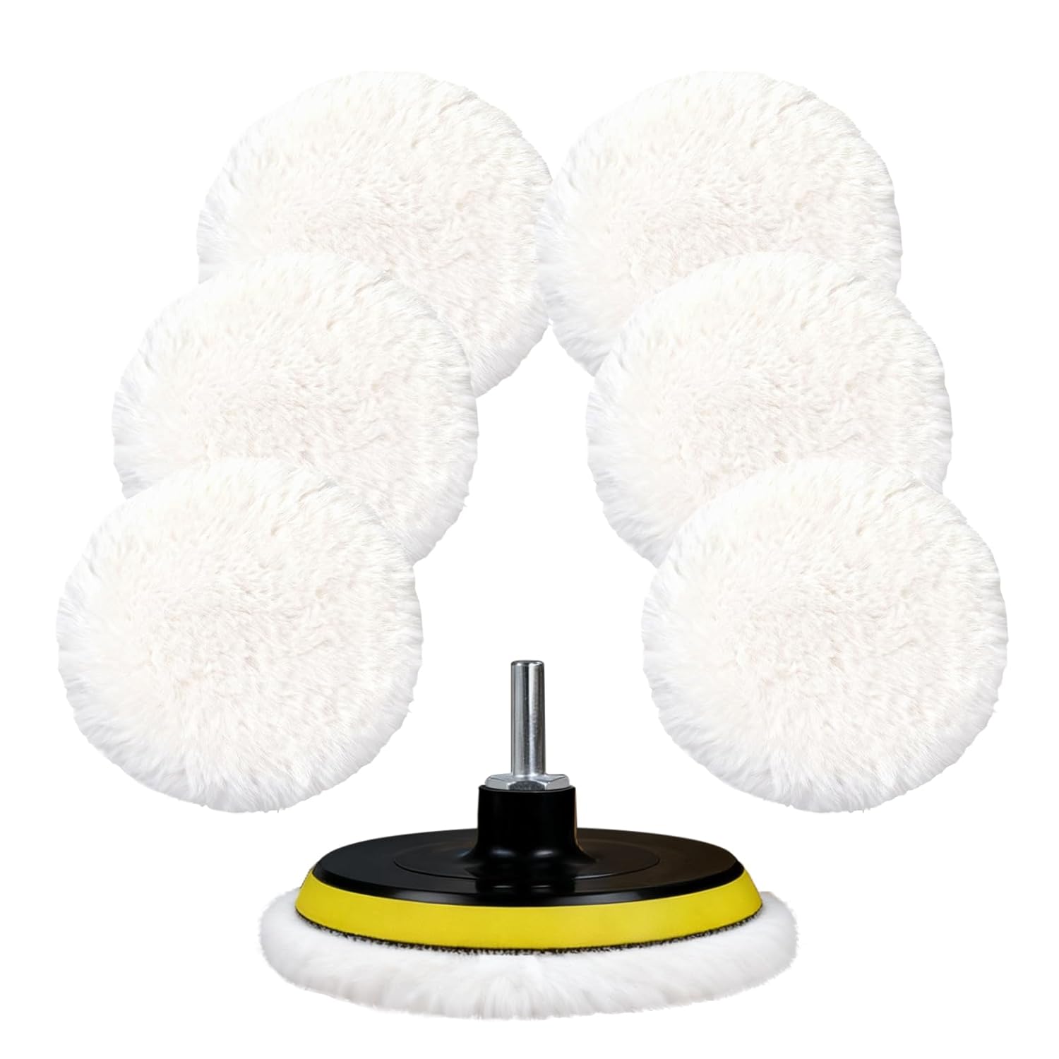 Wool Polishing Buffing Pad with Hook & Loop Backing with M14 Drill Adapter for for Car Polishing, Buffing and Cutting,100% Natural Wool (125mm) Polishing & Buffing 8 Pcs 5 Inch