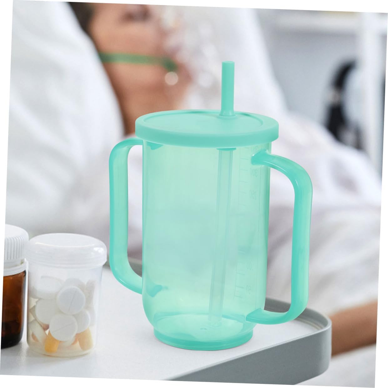 2pcs No Spill Drinking Cups for Disabled Adults Ergonomic Handle Elderly Water Cups with Advanced Choke Straw for Seniors Safe Leak Resistant Design