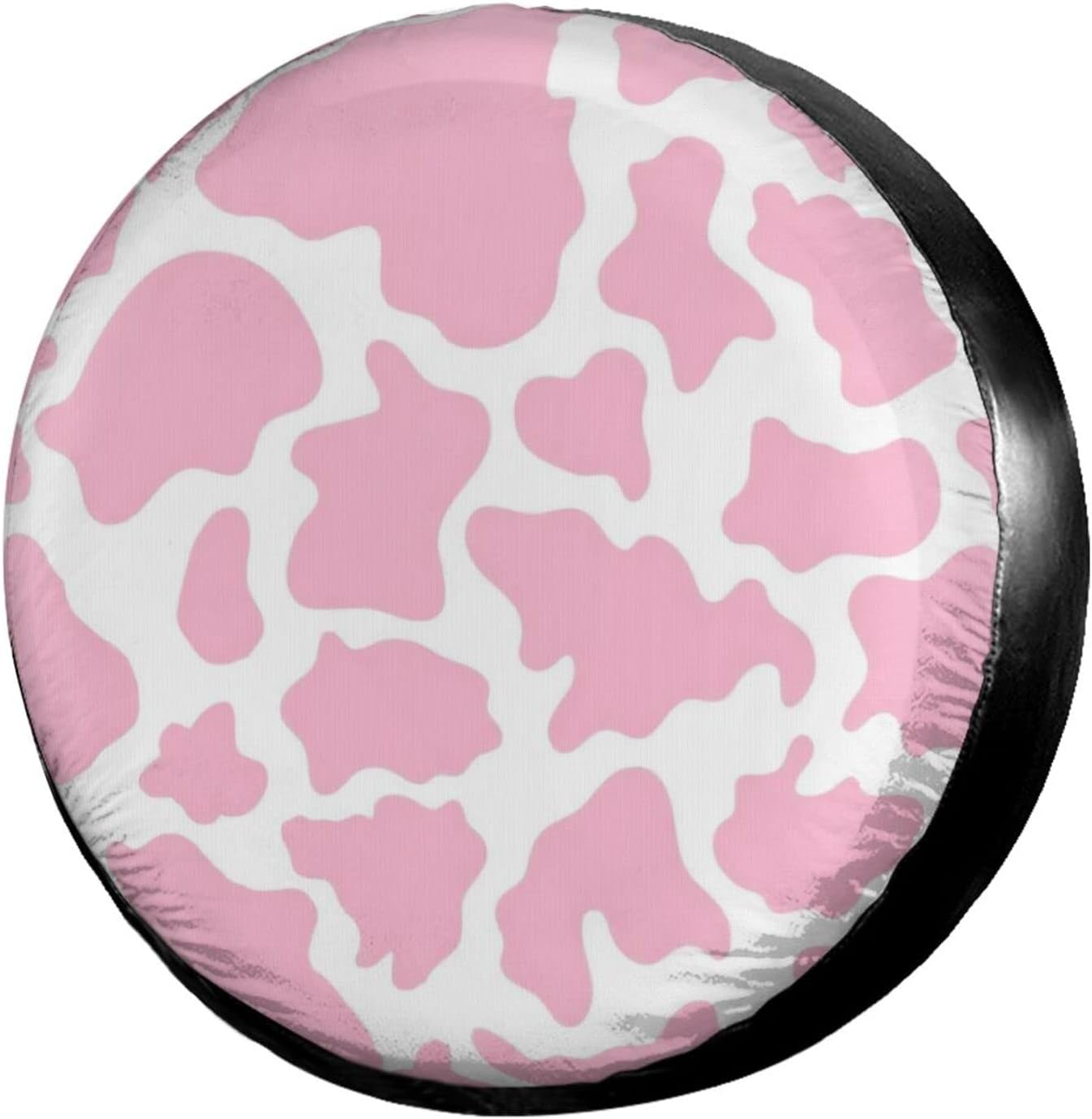 Pink Cow Print Spare Tire Cover Dust-Proof Wheel Tire Cover Fit Trailer, RV, SUV and Many Vehicle 17 Inch