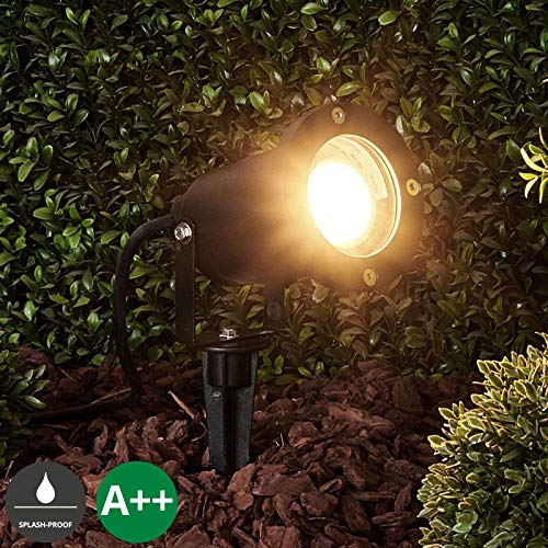 Preisvergleich Produktbild Lampenwelt Erdspießleuchte 'Tessa' (spritzwassergeschützt) (Modern) in Schwarz aus Metall (1 flammig, GU10, A++) - Außenleuchte