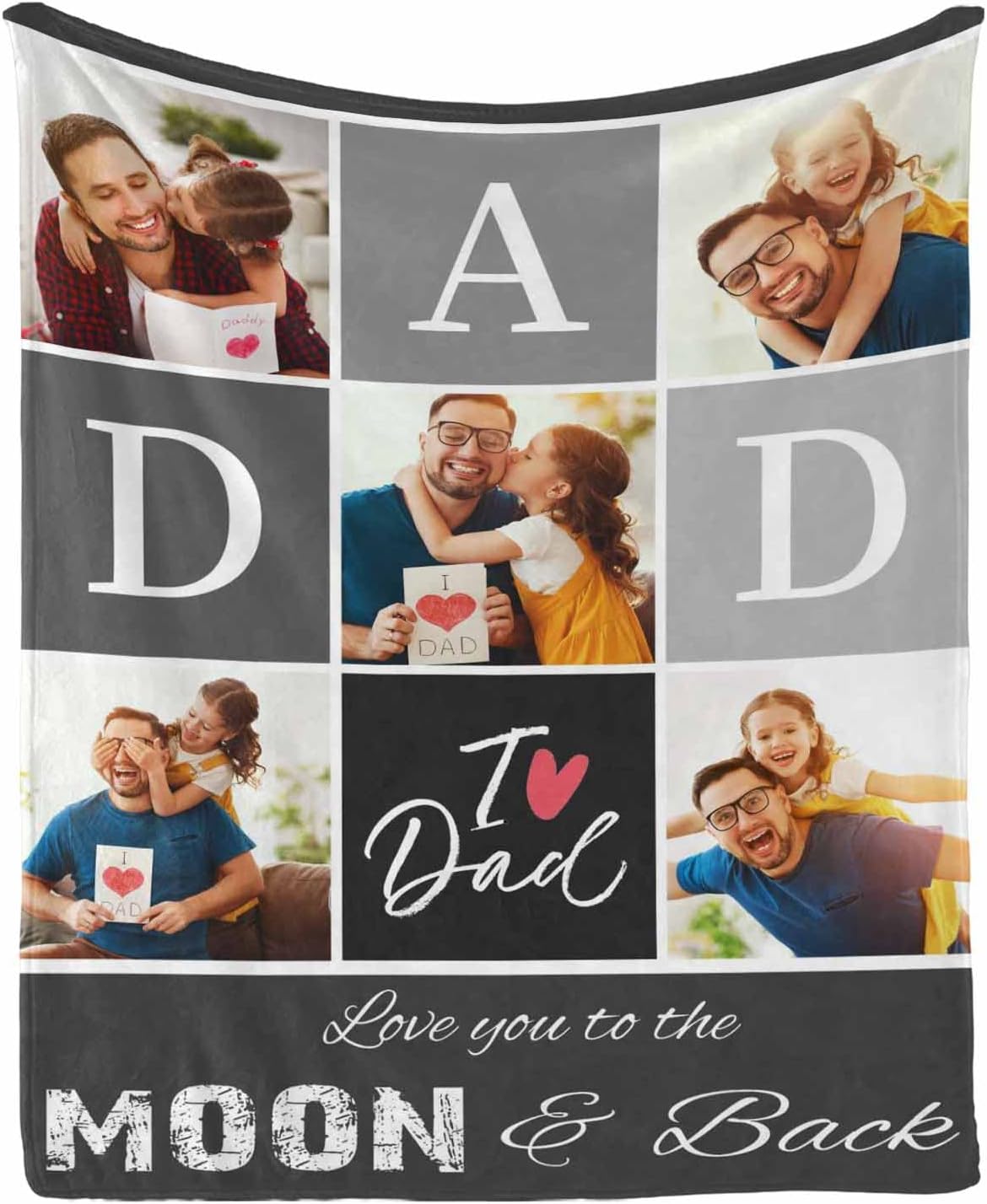 Personalized Gifts for Dad Fathers Day from Daughter Son Wife, Customized Blanket with Photos, Personalized Throw Blankets for Dad 40x50 Inches