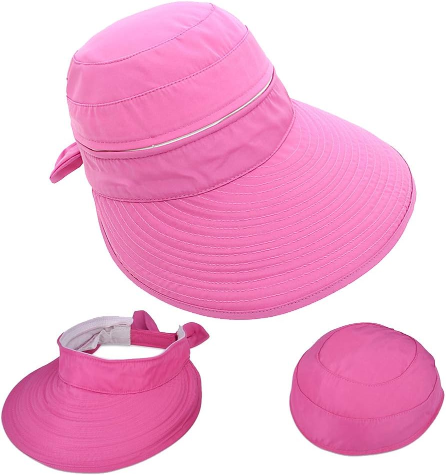 Lobeve Sun Hats Women Wide Brim Cap UV Protection 2 in 1 Summer Beach Visor