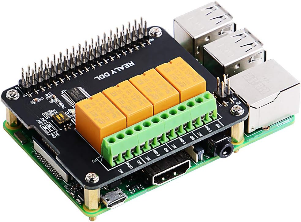 GeeekPi Expansion Board 4 Channel Relay Module for Raspberry Pi 3/2 B, 3 Model B+ & 4 Model B (No Programming Required/Programmable)
