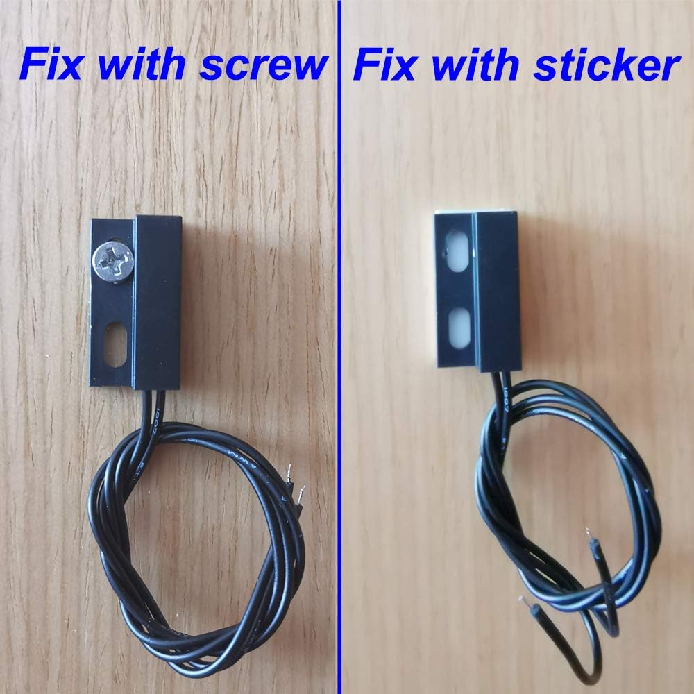 Gebildet 3pcs Recessed Wired Security Window Gate Contact Sensor Alarm Magnetic Reed Switch Black,Magnetic Door Sensor, Normally Open Magnetic Switch