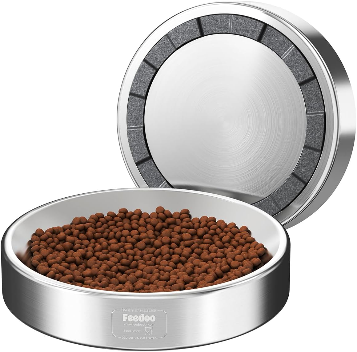 Feedoo Double Wall Stainless Steel Cat Bowl, Whisker Friendly Wide & Shallow 8 oz Cat Food Bowl, Heavy Duty Non-Slip Base, Dishwasher Safe Metal Bowl for Cats & Small Puppies [1Pack]