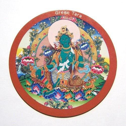 Himalayan Maphouse Green Buddhist Sacred And Auspicious Round Magnet Tara 7.3Cm