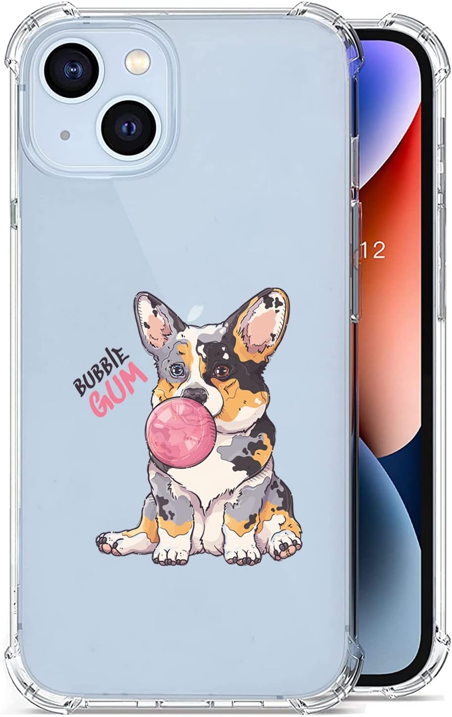 Yoyamo Compatible with iPhone 14 Clear Case, Hand Drawn Corgi Puppy Pattern iPhone 14 Case, Four Corner Reinforced Shockproof TPU Bumper Phone Cover Designed for iPhone 14 6.1 Inch (RTY-002)