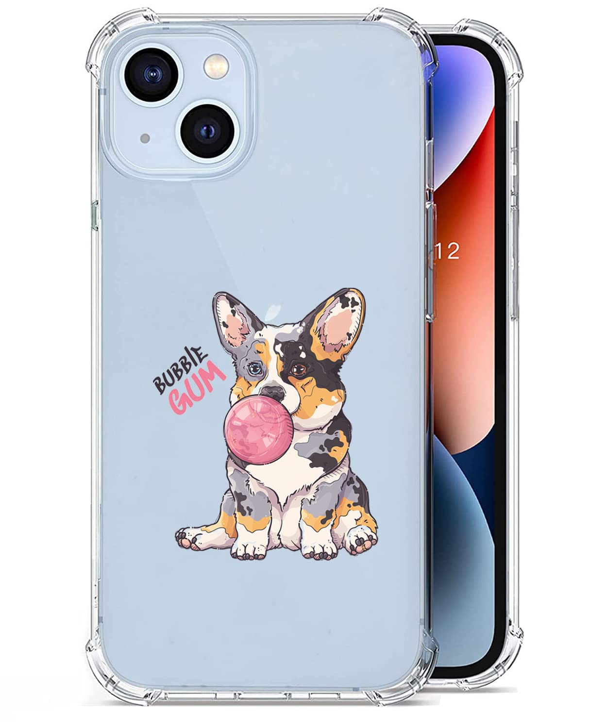 Yoyamo Compatible with iPhone 14 Clear Case, Hand Drawn Corgi Puppy Pattern iPhone 14 Case, Four Corner Reinforced Shockproof TPU Bumper Phone Cover Designed for iPhone 14 6.1 Inch (RTY-002)