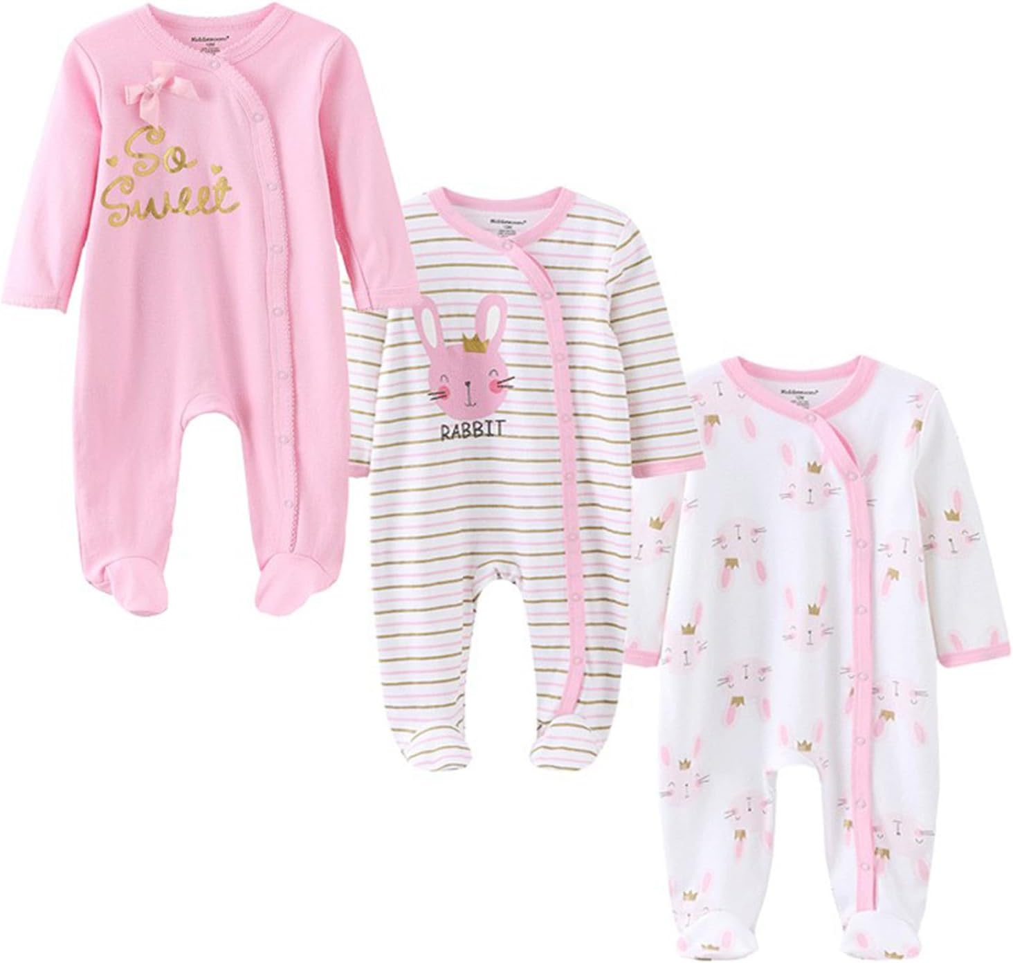 Baby Girls Boys Long Sleeve Printed Bodysuit Infant Foot Jumper Cotton One-Piece Romper 0-12 Months