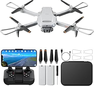 Drone with Camera for Adults 4K - ROVPRO Dual Camera S60 RC Quadcopter with APP Control - Obstacle Avoidance, Waypoint Fly, Altitude Hold, Follow Me, Roll Mode, Headless Mode, 2 Batteries (Grey)