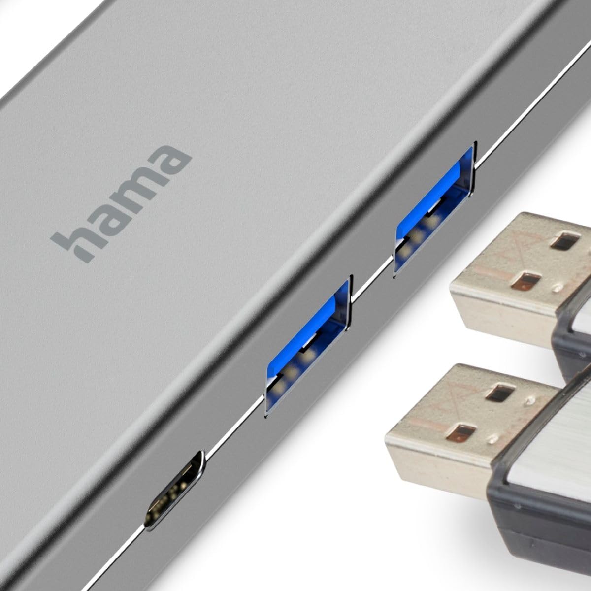 Hama 00200111 interface hub USB 3.2 Gen 1 (3.1 Gen 1) Type-C 5000 Mbit/s Zilver, Wit