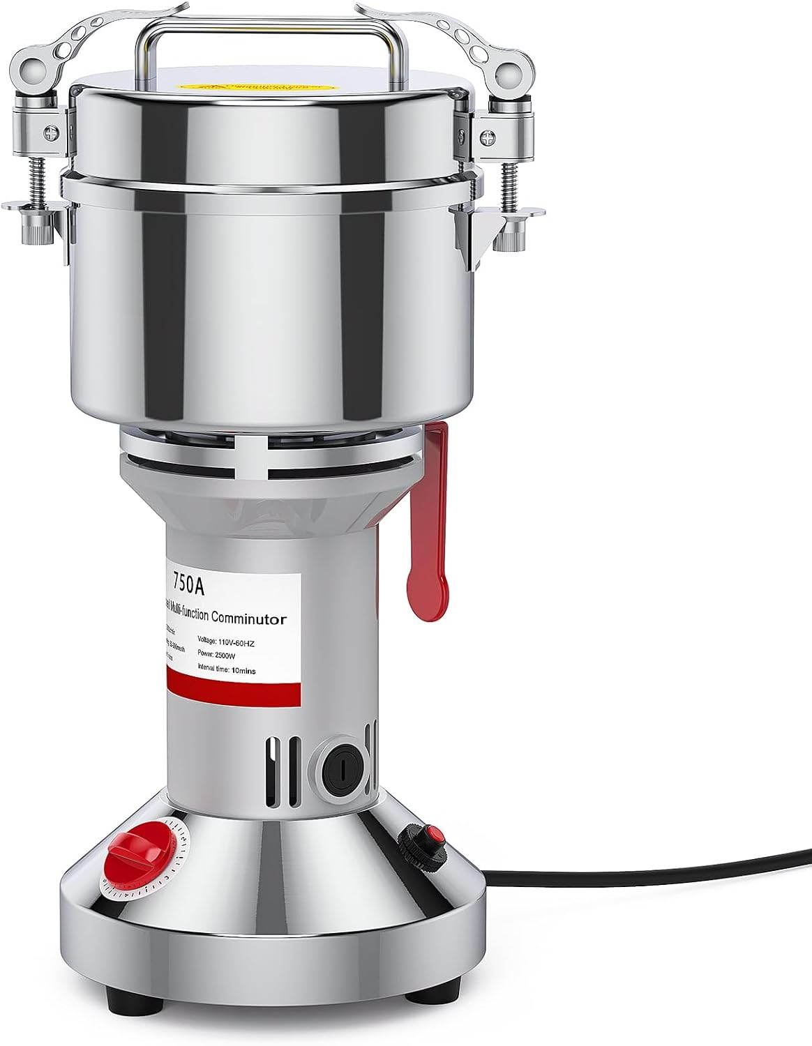 3000W Electric Grain Grinder, High-Speed Stainless Steel Crusher, 750G Vertical Commercial Spice Grinder, Dry Grinder