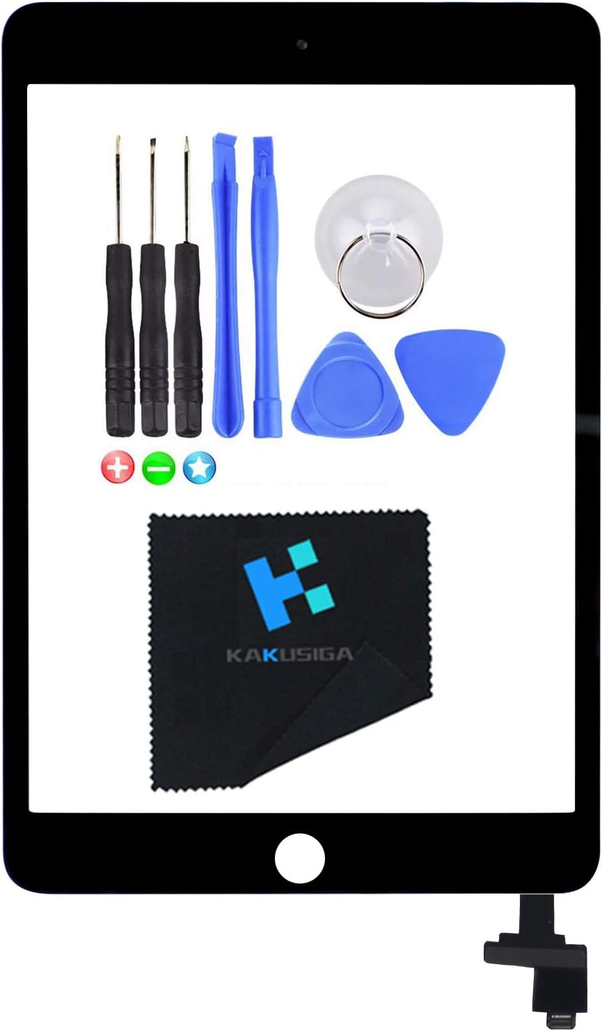KakusigaCompatible with iPad Mini 3 (3rd Generation) Display Touch Screen Digitizer Glass OEM Assembly, IC Chip, Adhesive Tape, and Repair Toolkit Without Home Button,not an LCD(Black)
