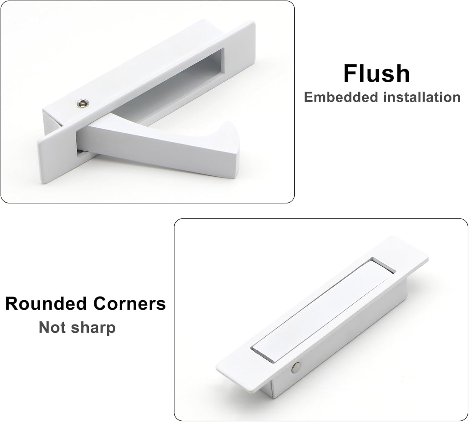 Dontay Pocket Door Pull Handle, Edge Pull, Flush Mount, Stainless Steel 304, White, 5