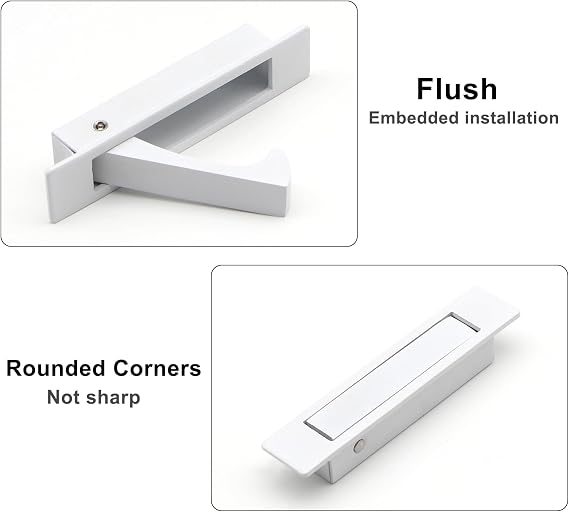 Dontay Pocket Door Handles Edge Pull,Flush Finger Hardware,White,1