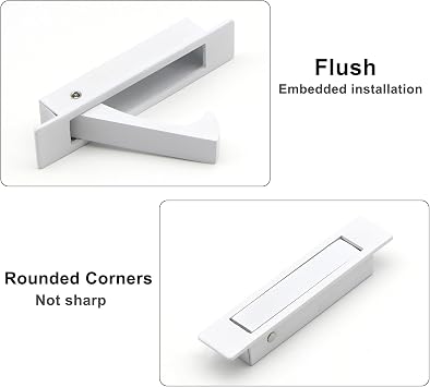 Dontay Pocket Door Handles Edge Pull,Flush Finger Hardware,White,1