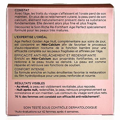 Miniatura 3 de L Oréal Paris - Age Perfect - Golden Age - Soin Nuit Re-Fortifiant - Anti-Relâchement Eclat - Peaux Matures - 50 Ml