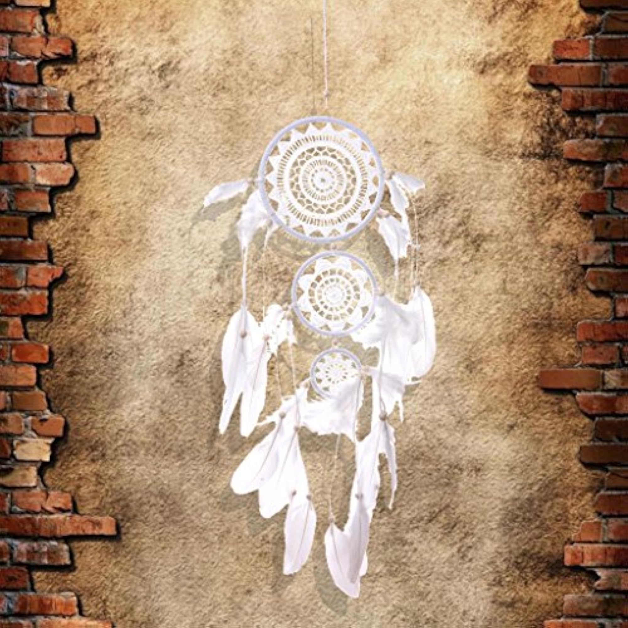 3 Circles Dream Catcher with Feathers Wall Hanging Decoration