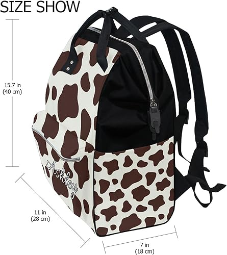 Miniatura 2 de MCHIVER Acuarela vaca personalizada bolsa de pañales mochila nombre personalizado mamá mochila enfermería pañal bolsa de viaje, color14, Mochilas de