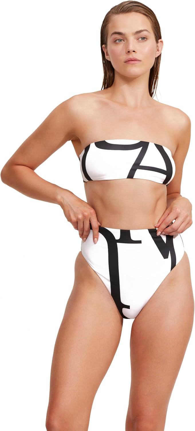 Gottex Luma Women's High-Cut Bikini Bottom, Alphabet Print, Stylish Elegant & Comfortable Swimwear for a Flattering Fit