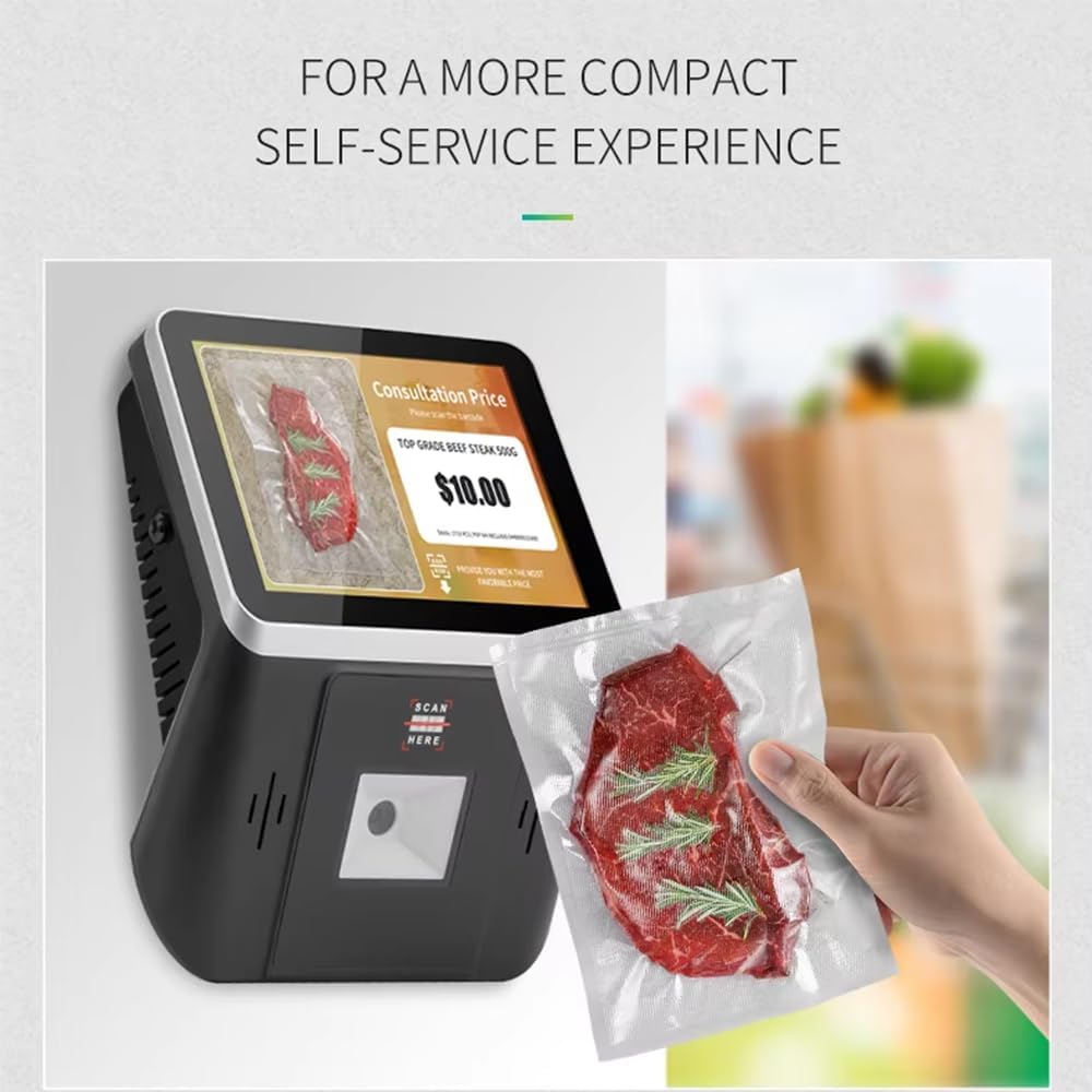 QR Code Scanner with Price Checkers, 8-inch Touchscreen, Convenient Wall-Mountable POS Terminal, Win10,8GB+128GB, LAN, Shopify POS