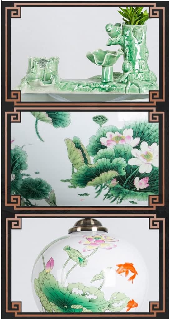 Fish Bowls Hydroponic Plant Container Aquarium Fish Tank Ceramic Cabinet Multicolored Lotus Goldfish Tank Floor-to-ceiling Flow Water Tank Home Porch Living Room Viewing Fish Bowl Aquarium Entry Fish