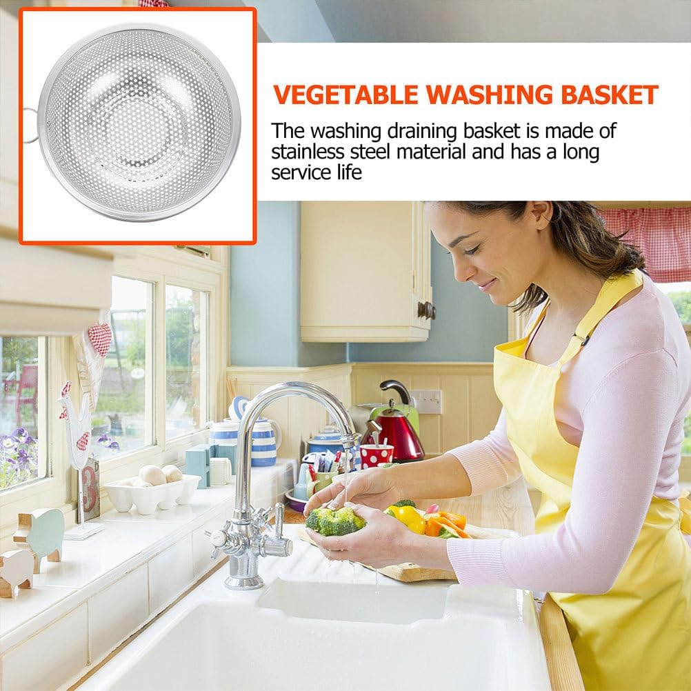 PRETYZOOM Stainless Steel Colander, Kitchen Drain Basket for Washing Vegetables, Fruits, Rice Washing Bowl, Pasta Strainer,